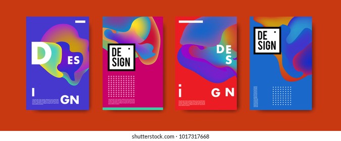 Abstract colorful liquid and fluid colors background for poster design. Blue, yellow, red, orange, pink and green. Vector banner poster template in Eps10.