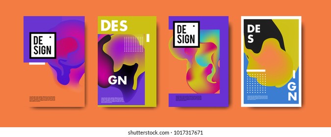 Abstract colorful liquid and fluid colors background for poster design. Blue, yellow, red, orange, pink and green. Vector banner poster template in Eps10.