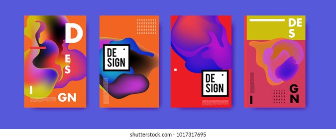 Abstract colorful liquid and fluid colors background for poster design. Blue, yellow, red, orange, pink and green. Vector banner poster template in Eps10.