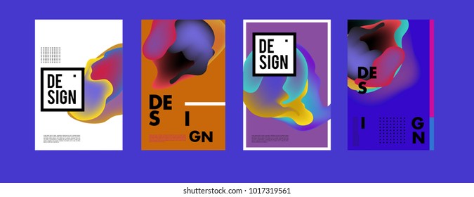 Abstract colorful liquid and fluid colors background for poster design. Blue, yellow, red, orange, pink and green. Vector banner poster template in Eps10.