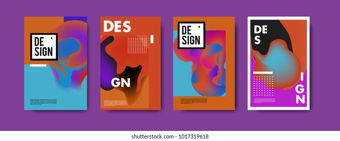 Abstract colorful liquid and fluid colors background for poster design. Blue, yellow, red, orange, pink and green. Vector banner poster template in Eps10.