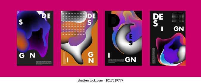 Abstract colorful liquid and fluid colors background for poster design. Blue, yellow, red, orange, pink and green. Vector banner poster template in Eps10.