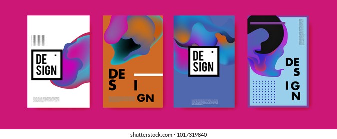 Abstract colorful liquid and fluid colors background for poster design. Blue, yellow, red, orange, pink and green. Vector banner poster template in Eps10.