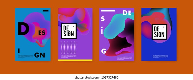Abstract colorful liquid and fluid colors background for poster design. Blue, yellow, red, orange, pink and green. Vector banner poster template in Eps10.