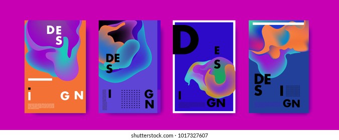 Abstract colorful liquid and fluid colors background for poster design. Blue, yellow, red, orange, pink and green. Vector banner poster template in Eps10.