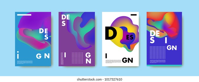 Abstract colorful liquid and fluid colors background for poster design. Blue, yellow, red, orange, pink and green. Vector banner poster template in Eps10.