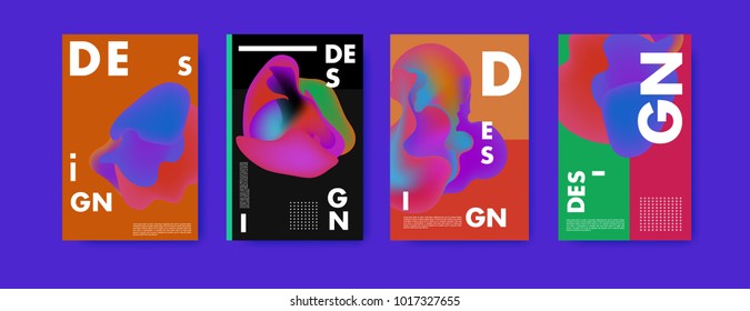 Abstract colorful liquid and fluid colors background for poster design. Blue, yellow, red, orange, pink and green. Vector banner poster template in Eps10.