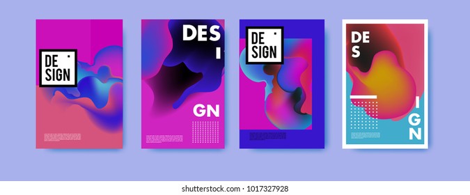 Abstract colorful liquid and fluid colors background for poster design. Blue, yellow, red, orange, pink and green. Vector banner poster template in Eps10.