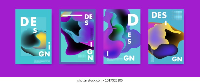 Abstract colorful liquid and fluid colors background for poster design. Blue, yellow, red, orange, pink and green. Vector banner poster template in Eps10.
