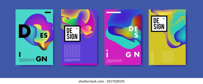 Abstract colorful liquid and fluid colors background for poster design. Blue, yellow, red, orange, pink and green. Vector banner poster template in Eps10.