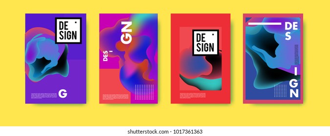 Abstract colorful liquid and fluid colors background for poster design. Blue, yellow, red, orange, pink and green. Vector banner poster template in Eps10.