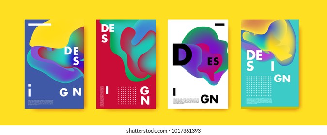 Abstract colorful liquid and fluid colors background for poster design. Blue, yellow, red, orange, pink and green. Vector banner poster template in Eps10.