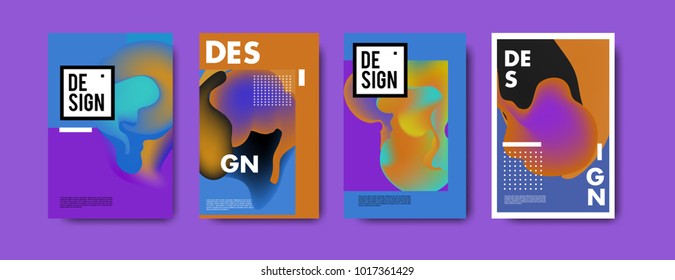 Abstract colorful liquid and fluid colors background for poster design. Blue, yellow, red, orange, pink and green. Vector banner poster template in Eps10.