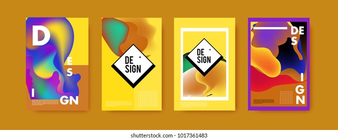 Abstract colorful liquid and fluid colors background for poster design. Blue, yellow, red, orange, pink and green. Vector banner poster template in Eps10.