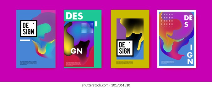 Abstract colorful liquid and fluid colors background for poster design. Blue, yellow, red, orange, pink and green. Vector banner poster template in Eps10.