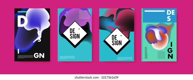 Abstract colorful liquid and fluid colors background for poster design. Blue, yellow, red, orange, pink and green. Vector banner poster template in Eps10.
