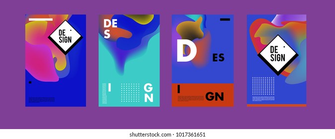 Abstract colorful liquid and fluid colors background for poster design. Blue, yellow, red, orange, pink and green. Vector banner poster template in Eps10.