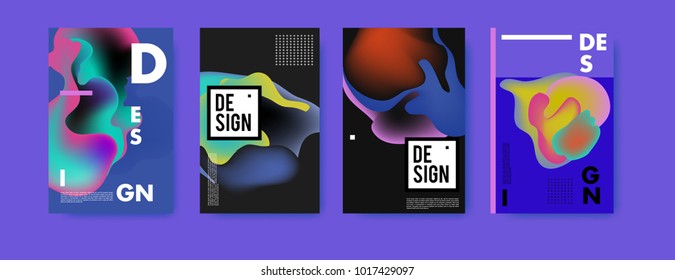 Abstract colorful liquid and fluid colors background for poster design. Blue, yellow, red, orange, pink and green. Vector banner poster template in Eps10.