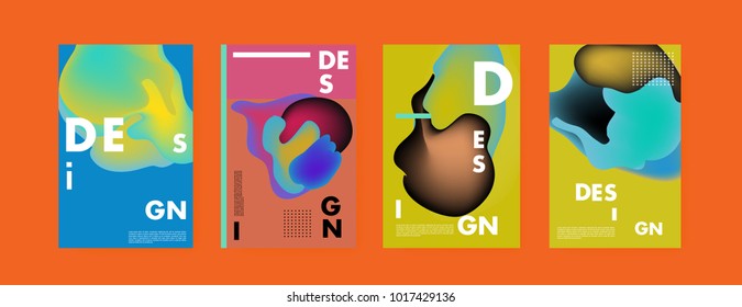 Abstract colorful liquid and fluid colors background for poster design. Blue, yellow, red, orange, pink and green. Vector banner poster template in Eps10.