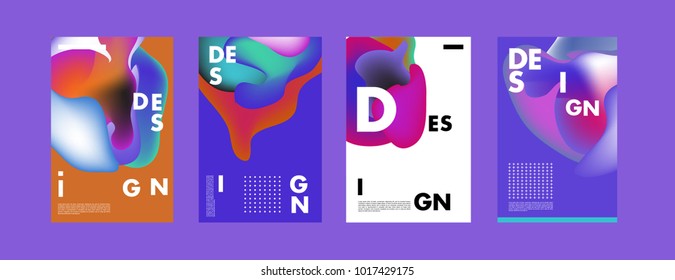 Abstract colorful liquid and fluid colors background for poster design. Blue, yellow, red, orange, pink and green. Vector banner poster template in Eps10.