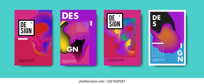 Abstract colorful liquid and fluid colors background for poster design. Blue, yellow, red, orange, pink and green. Vector banner poster template in Eps10.