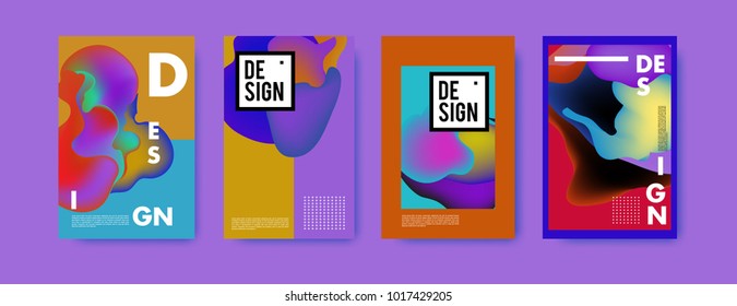 Abstract colorful liquid and fluid colors background for poster design. Blue, yellow, red, orange, pink and green. Vector banner poster template in Eps10.