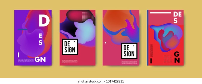 Abstract colorful liquid and fluid colors background for poster design. Blue, yellow, red, orange, pink and green. Vector banner poster template in Eps10.