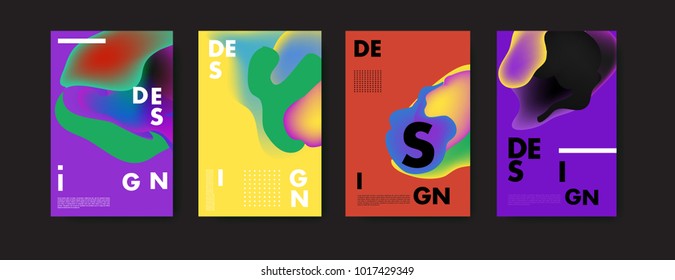 Abstract colorful liquid and fluid colors background for poster design. Blue, yellow, red, orange, pink and green. Vector banner poster template in Eps10.