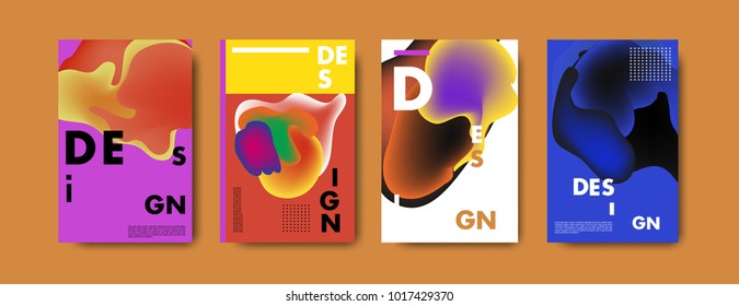 Abstract colorful liquid and fluid colors background for poster design. Blue, yellow, red, orange, pink and green. Vector banner poster template in Eps10.