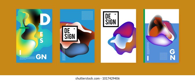 Abstract colorful liquid and fluid colors background for poster design. Blue, yellow, red, orange, pink and green. Vector banner poster template in Eps10.