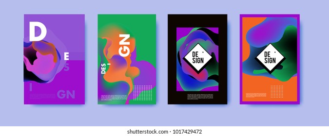 Abstract colorful liquid and fluid colors background for poster design. Blue, yellow, red, orange, pink and green. Vector banner poster template in Eps10.