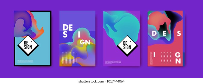 Abstract colorful liquid and fluid colors background for poster design. Blue, yellow, red, orange, pink and green. Vector banner poster template in Eps10.