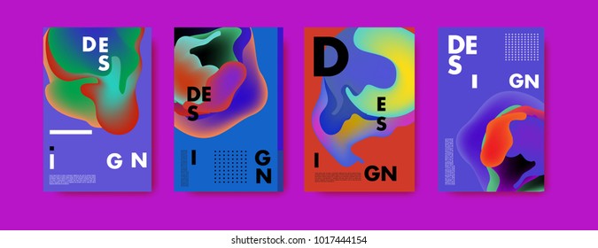 Abstract colorful liquid and fluid colors background for poster design. Blue, yellow, red, orange, pink and green. Vector banner poster template in Eps10.