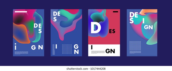 Abstract colorful liquid and fluid colors background for poster design. Blue, yellow, red, orange, pink and green. Vector banner poster template in Eps10.