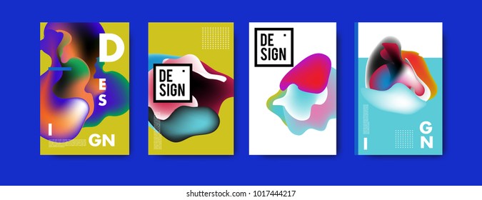 Abstract colorful liquid and fluid colors background for poster design. Blue, yellow, red, orange, pink and green. Vector banner poster template in Eps10.