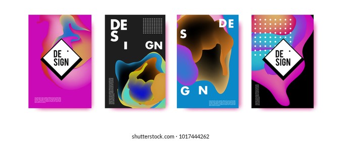 Abstract colorful liquid and fluid colors background for poster design. Blue, yellow, red, orange, pink and green. Vector banner poster template in Eps10.