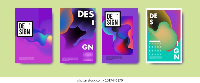 Abstract colorful liquid and fluid colors background for poster design. Blue, yellow, red, orange, pink and green. Vector banner poster template in Eps10.