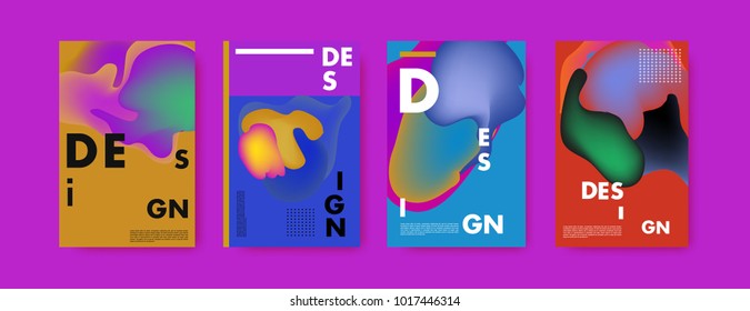 Abstract colorful liquid and fluid colors background for poster design. Blue, yellow, red, orange, pink and green. Vector banner poster template in Eps10.