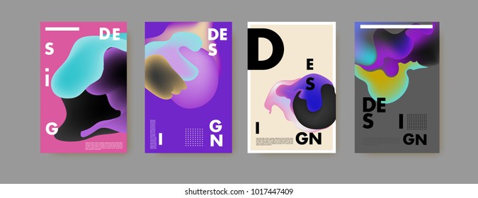 Abstract colorful liquid and fluid colors background for poster design. Blue, yellow, red, orange, pink and green. Vector banner poster template in Eps10.