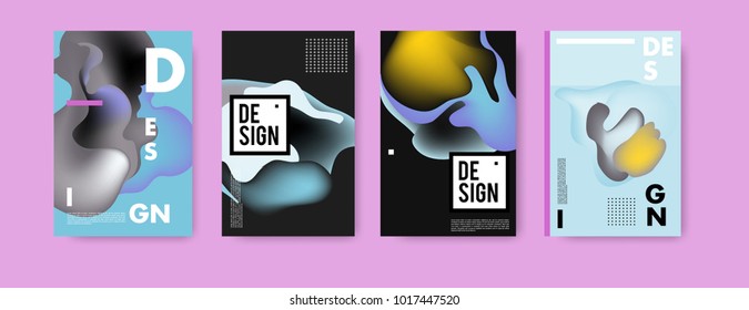 Abstract colorful liquid and fluid colors background for poster design. Blue, yellow, red, orange, pink and green. Vector banner poster template in Eps10.