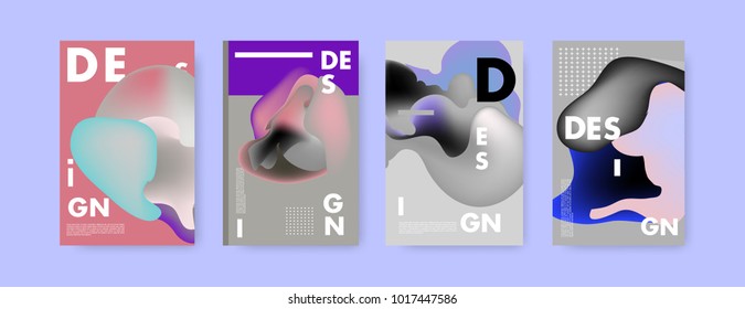 Abstract colorful liquid and fluid colors background for poster design. Blue, yellow, red, orange, pink and green. Vector banner poster template in Eps10.