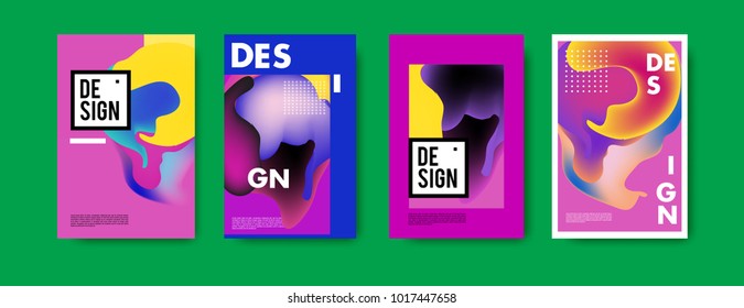 Abstract colorful liquid and fluid colors background for poster design. Blue, yellow, red, orange, pink and green. Vector banner poster template in Eps10.