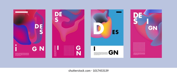 Abstract colorful liquid and fluid colors background for poster design. Blue, yellow, red, orange, pink and green. Vector banner poster template in Eps10.