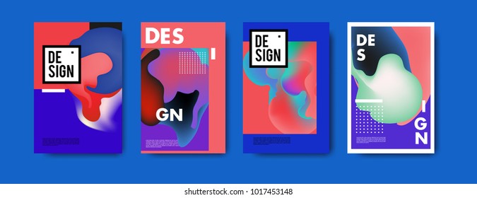 Abstract colorful liquid and fluid colors background for poster design. Blue, yellow, red, orange, pink and green. Vector banner poster template in Eps10.