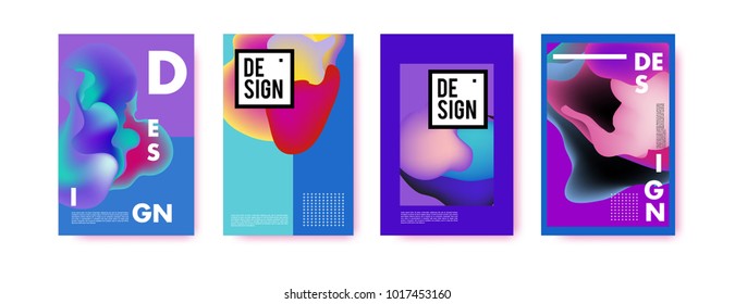 Abstract colorful liquid and fluid colors background for poster design. Blue, yellow, red, orange, pink and green. Vector banner poster template in Eps10.