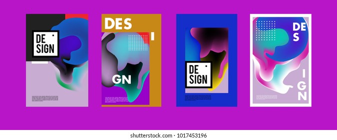 Abstract colorful liquid and fluid colors background for poster design. Blue, yellow, red, orange, pink and green. Vector banner poster template in Eps10.