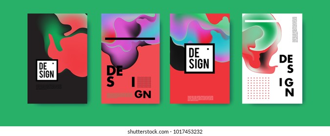 Abstract colorful liquid and fluid colors background for poster design. Blue, yellow, red, orange, pink and green. Vector banner poster template in Eps10.