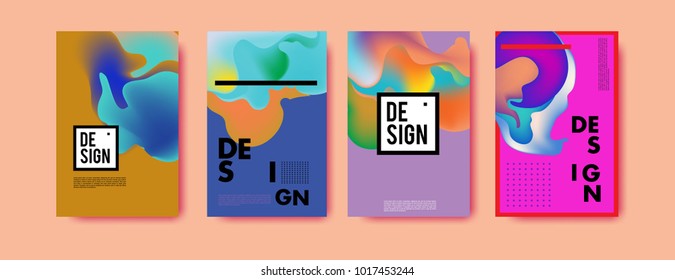 Abstract colorful liquid and fluid colors background for poster design. Blue, yellow, red, orange, pink and green. Vector banner poster template in Eps10.