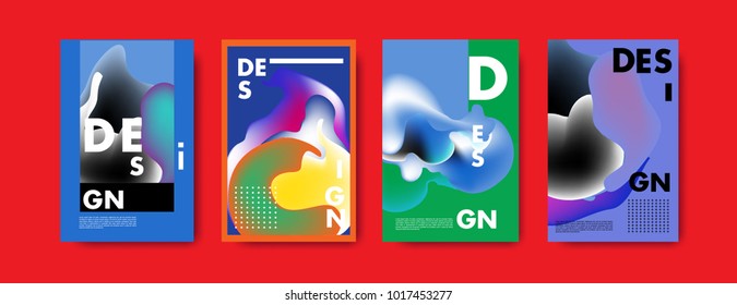 Abstract colorful liquid and fluid colors background for poster design. Blue, yellow, red, orange, pink and green. Vector banner poster template in Eps10.