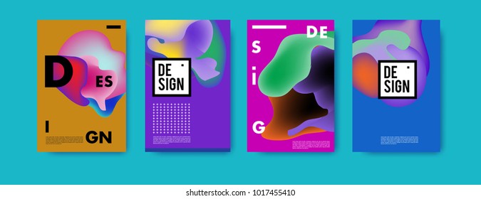 Abstract colorful liquid and fluid colors background for poster design. Blue, yellow, red, orange, pink and green. Vector banner poster template in Eps10.